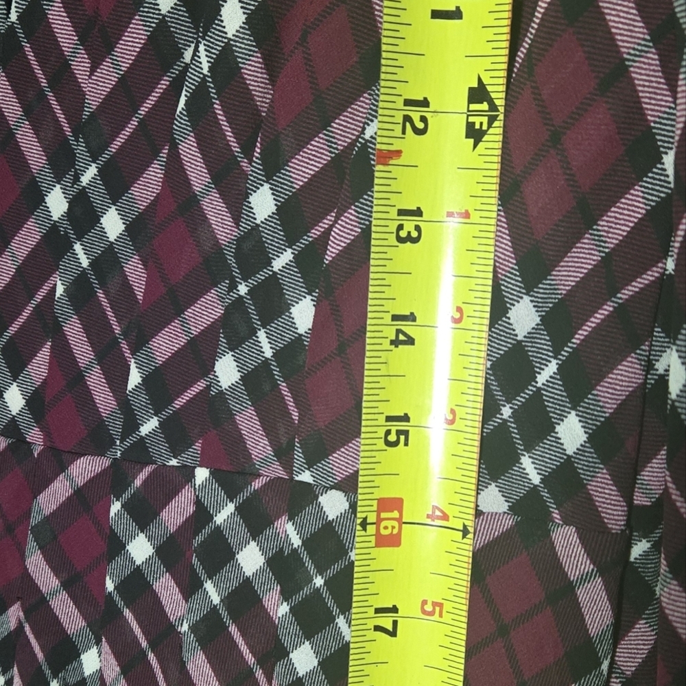 Michael Kors Wine Checkered Long Sleeve Dress - Picture 7 of 9